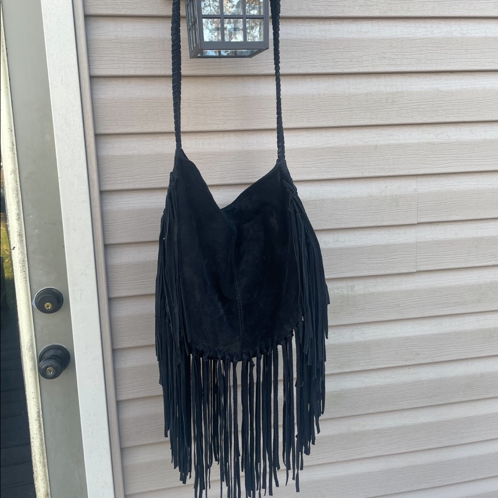 Anthropologie Ecote Black Suede Leather Bag